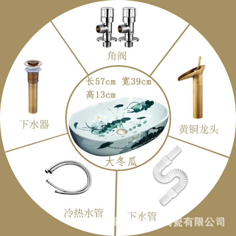 Bathroom Above Counter Basin Ceramic Wash Basin Retro Wash Basin Art Basin Bathroom Wash Basin  Bathroom Sink Bowl