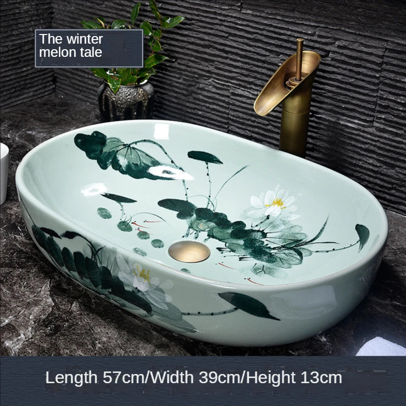 Bathroom Above Counter Basin Ceramic Wash Basin Retro Wash Basin Art Basin Bathroom Wash Basin  Bathroom Sink Bowl