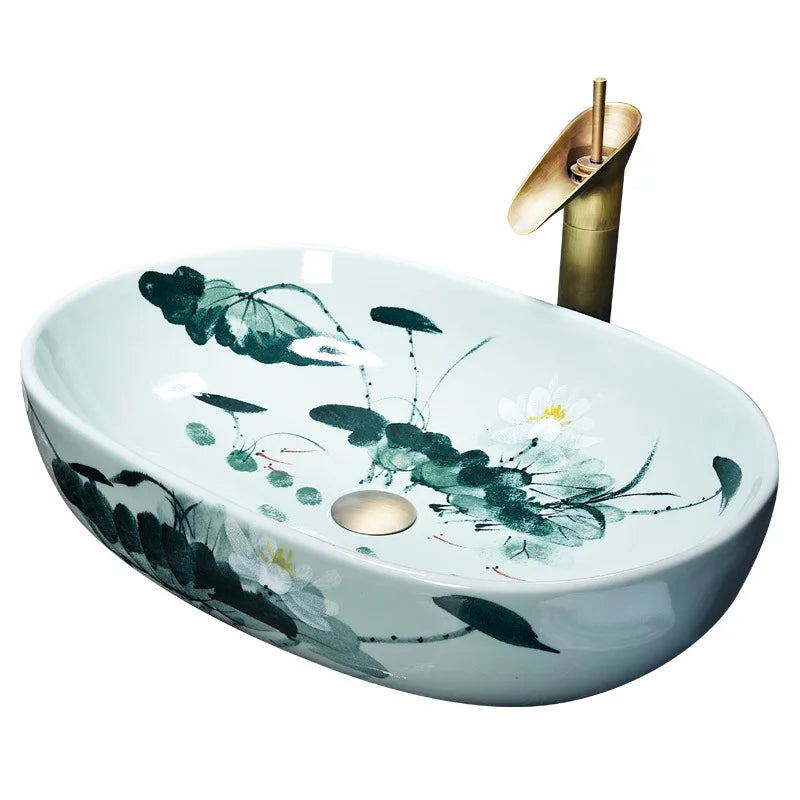 Bathroom Above Counter Basin Ceramic Wash Basin Retro Wash Basin Art Basin Bathroom Wash Basin  Bathroom Sink Bowl