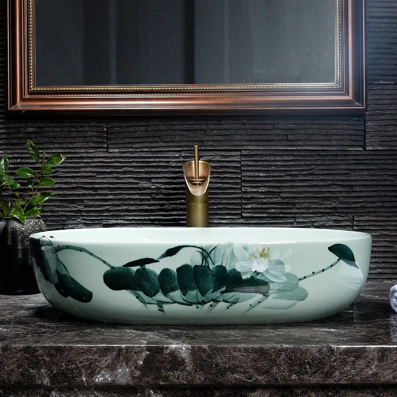 Bathroom Above Counter Basin Ceramic Wash Basin Retro Wash Basin Art Basin Bathroom Wash Basin  Bathroom Sink Bowl