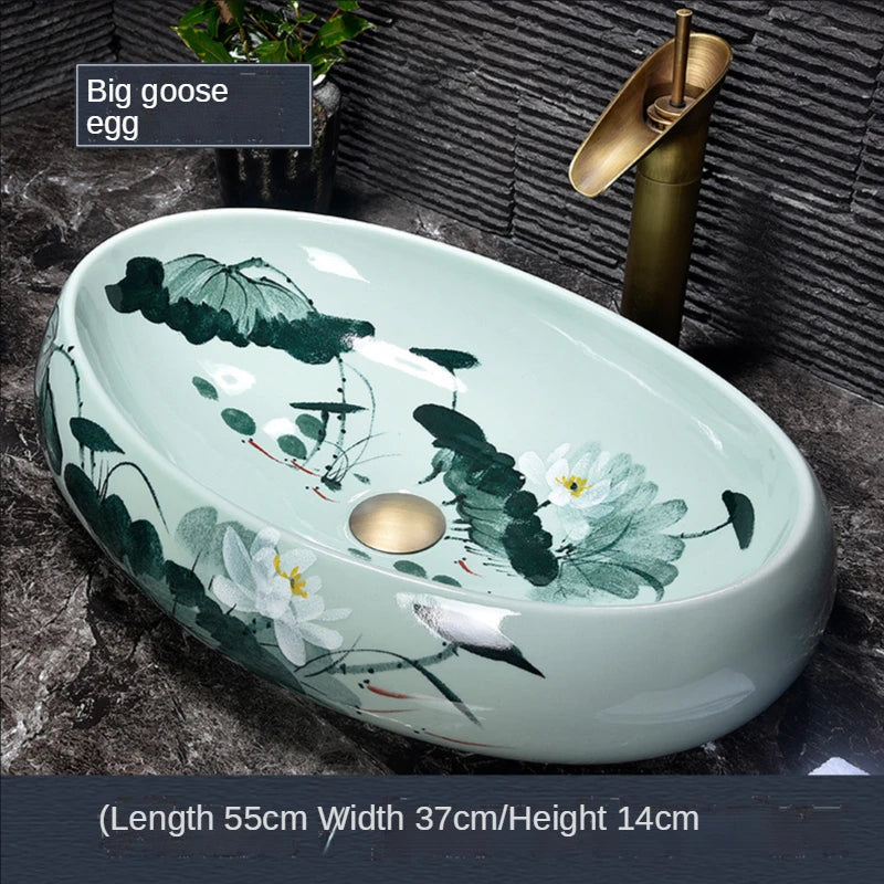 Bathroom Above Counter Basin Ceramic Wash Basin Retro Wash Basin Art Basin Bathroom Wash Basin  Bathroom Sink Bowl