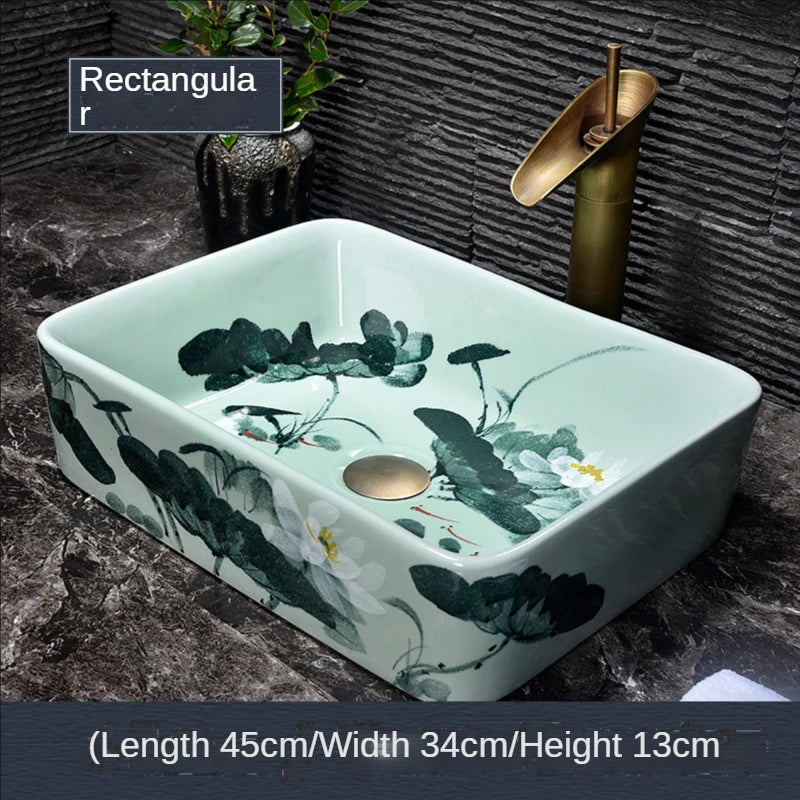 Bathroom Above Counter Basin Ceramic Wash Basin Retro Wash Basin Art Basin Bathroom Wash Basin  Bathroom Sink Bowl