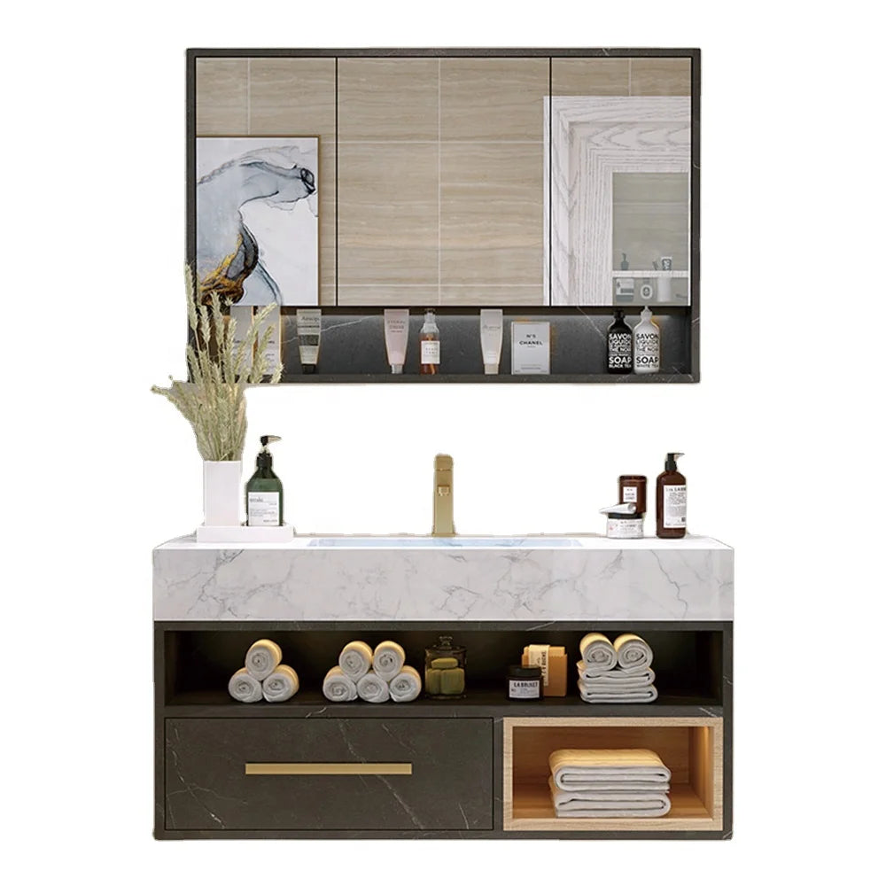 Bathroom Vanities Cabinet Basin Solid Wood Modern Waterproof With Double Sink Bathroom Vanity Cabinet