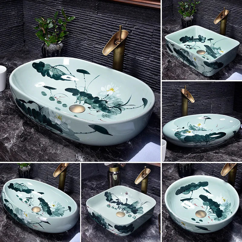 Bathroom Above Counter Basin Ceramic Wash Basin Retro Wash Basin Art Basin Bathroom Wash Basin  Bathroom Sink Bowl