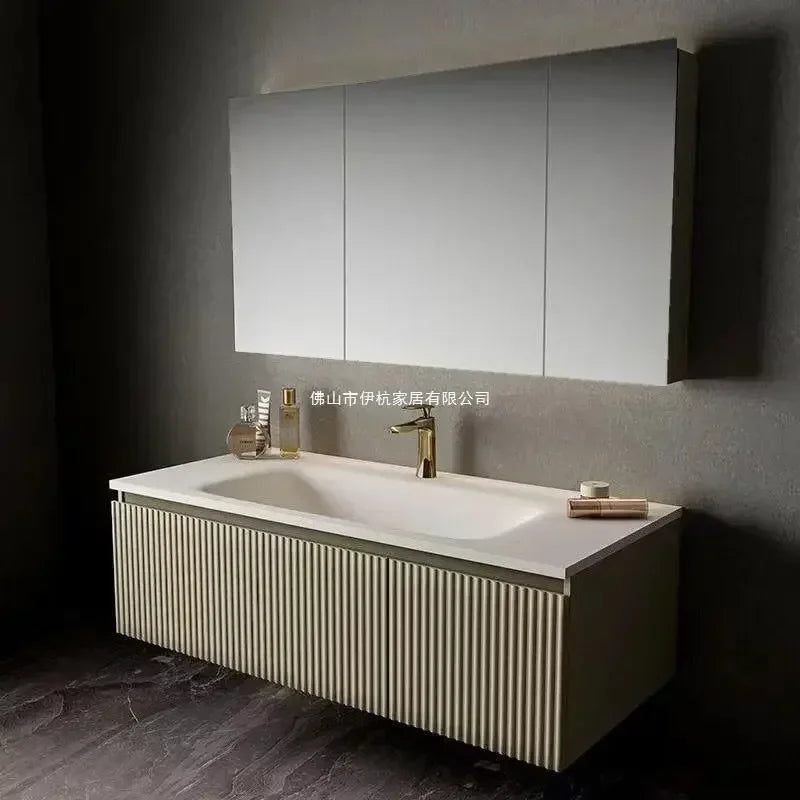 Bathroom Cabinet with Sink Integrated Basin Combination Simple Slate Integrated Washbasin Small Unit Mirror Cabinet Wall Mounted