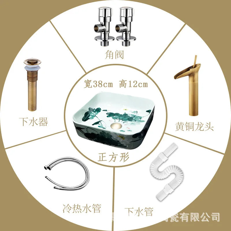 Bathroom Above Counter Basin Ceramic Wash Basin Retro Wash Basin Art Basin Bathroom Wash Basin  Bathroom Sink Bowl