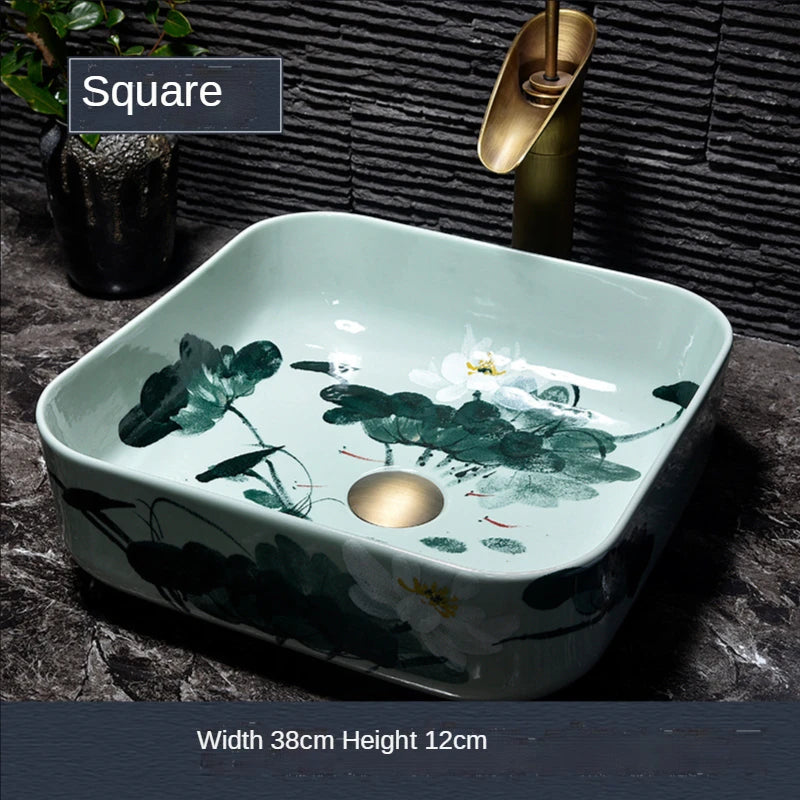 Bathroom Above Counter Basin Ceramic Wash Basin Retro Wash Basin Art Basin Bathroom Wash Basin  Bathroom Sink Bowl