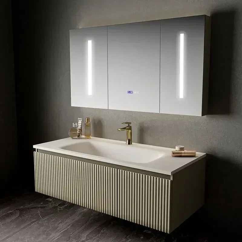 Bathroom Cabinet with Sink Integrated Basin Combination Simple Slate Integrated Washbasin Small Unit Mirror Cabinet Wall Mounted