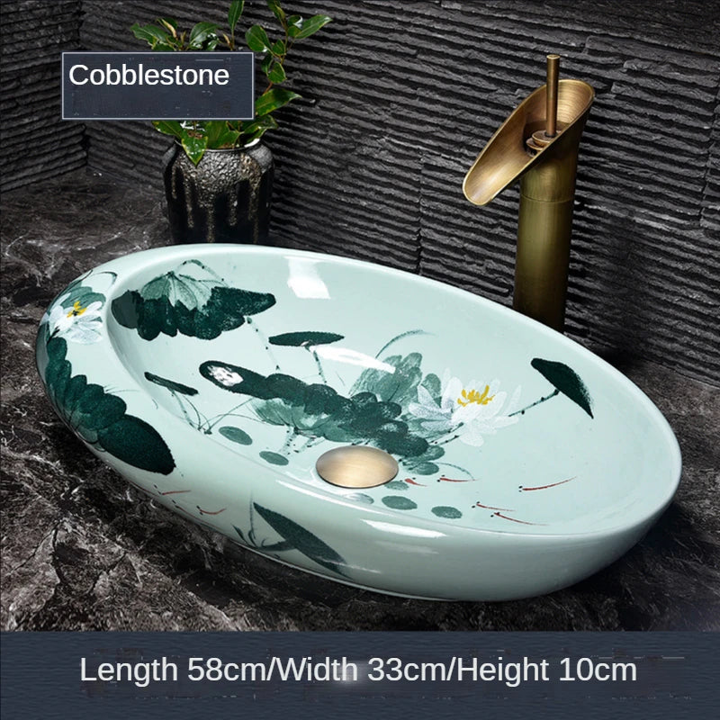 Bathroom Above Counter Basin Ceramic Wash Basin Retro Wash Basin Art Basin Bathroom Wash Basin  Bathroom Sink Bowl