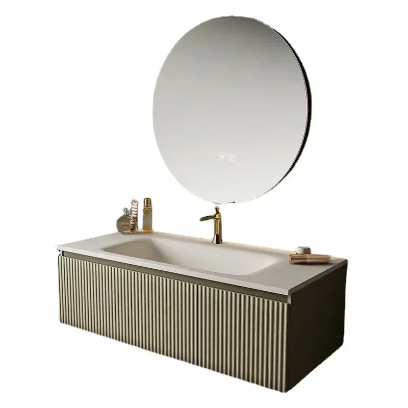 Bathroom Cabinet with Sink Integrated Basin Combination Simple Slate Integrated Washbasin Small Unit Mirror Cabinet Wall Mounted